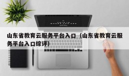 山东省教育云服务平台入口（山东省教育云服务平台入口综评）