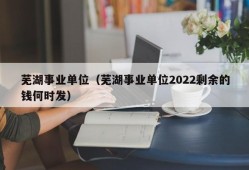 芜湖事业单位（芜湖事业单位2022剩余的钱何时发）