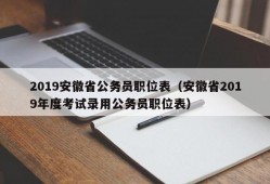 2019安徽省公务员职位表（安徽省2019年度考试录用公务员职位表）