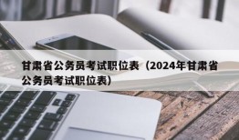 甘肃省公务员考试职位表（2024年甘肃省公务员考试职位表）