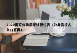 2020国家公务员考试职位表（公务员报名入口官网）