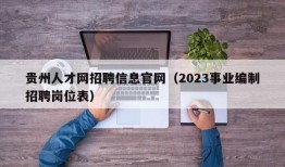 贵州人才网招聘信息官网（2023事业编制招聘岗位表）