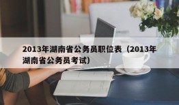 2013年湖南省公务员职位表（2013年湖南省公务员考试）