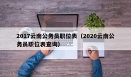 2017云南公务员职位表（2020云南公务员职位表查询）