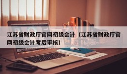 江苏省财政厅官网初级会计（江苏省财政厅官网初级会计考后审核）