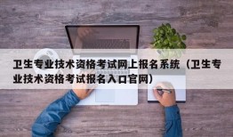 卫生专业技术资格考试网上报名系统（卫生专业技术资格考试报名入口官网）