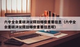 六中全会重磅决议释放哪些重要信息（六中全会重磅决议释放哪些重要信息呢）