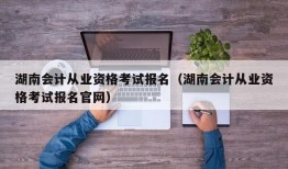 湖南会计从业资格考试报名（湖南会计从业资格考试报名官网）